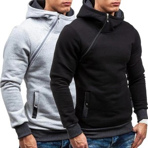 Nuevas sudaderas con capucha sólidas informales para hombre, sudaderas con capucha de manga larga con cremallera diagonal, sudaderas con capucha para hombre, Sudadera con capucha para hombre - Product Image 2