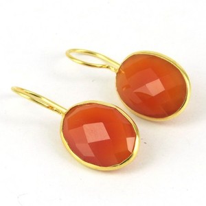 Awesome Design ! Oval Orange Carnelian 925 Sterling <b>Silver</b> Bohemian Style <b>Chandelier</b> Earrings Third Party Certified Indian - Product Image 1