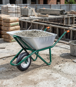 New Trend Galvanized <b>Wheelbarrow</b> Green Frame Tubeless Tire for Garden Construction - Product Image 3