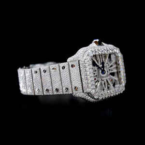 Montre en diamant VVS Moissanite de haute qualité pour garçons, luxe élégant glacé avec bracelet en acier inoxydable pour des occasions spéciales - Product Image 2