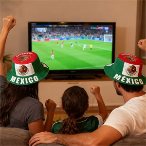 Casquettes de sport personnalisées en gros pour les événements de football, cadeaux pour les fans de football, chapeaux de seau de couleur drapeau national américain, canadien, mexicain - Product Image 2