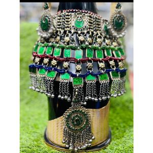 Ensembles de bijoux afghans prêts à expédier les plus exigeants 2024 vêtements de mariage et de fête Kuchi Vintage collier et boucles d'oreilles bijoux pour femmes - Product Image 4