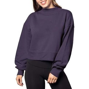 Customized Solid Multiple Colors High Collar Round Neck Casual <b>Sweatshirt</b> <b>Women</b> - Product Image 2