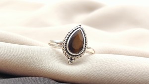 <b>Tiger</b> <b>Eye</b> 925 Sterling Silver Bezel Setting <b>Ring</b> Handmade Boho Wedding Party Jewelry with Pear Shape Gemstone Wholesale - Product Image 2