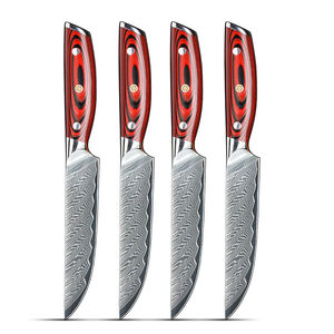 Juego de 4 Cuchillos para Carne de Primera Calidad de 5 Pulgadas, Acero de 67 Capas con Mango Rojo VG10 para Pan y Cocina - Product Image 1