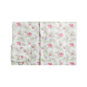 Camicia da Uomo Bar III ODM con Stampa Floreale, 100% Cotone Popeline, Vestibilità Slim, Bottoni, Anti-Piega, Stile Western, Taglia S - Bianco-Rosa - Product Image 3