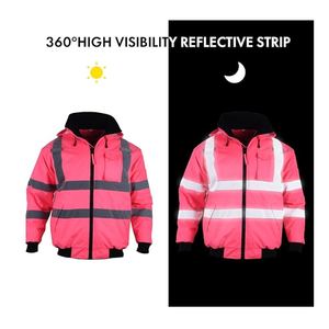 แจ็กเก็ตบอมเบอร์สะท้อนแสงสำหรับผู้ชายเสื้อผ้านิรภัยกันน้ำชุดทำงานก่อสร้าง Hi VIS เสื้อแจ็คเก็ต2025ฤดูหนาว - Product Image 6