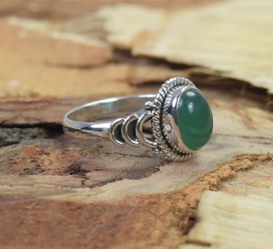 Natural Green Onyx Cabochon Gemstone Solid 925 Sterling Silver Handmade Ring Jewelry Sterling Silver 925 <b>Stamped</b> Ring Jewelry - Product Image 3