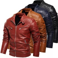 Jaket kulit untuk pria grosir 100% jaket pria kulit asli jaket pria kulit asli pengendara sepeda pria kasual & bergaya baru