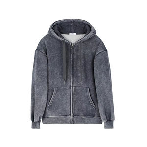 Sweat-shirt surdimensionné en tissu de qualité supérieure, vêtements streetwear, sweat-shirt à capuche lavé sur mesure, sweat-shirt à capuche zippé délavé à l'acide - Product Image 5