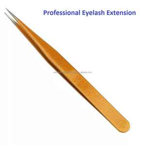 Pince à cils dorée de haute qualité, acier inoxydable de grade A+, pointe fine, outil d'extension de cils - Product Image 2