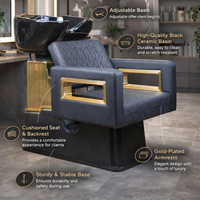 Chaise de lavage de cheveux de luxe pour salon, avec bac en céramique, design ergonomique inclinable, équipement de beauté professionnel