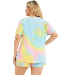 Ensembles courts pour femmes de haute qualité, tenues en 2 pièces, t-shirt à manches courtes et short à blocs de couleur pour femmes en vente - Product Image 3