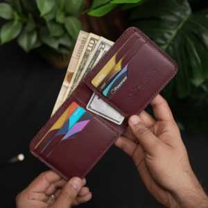 กระเป๋าสตางค์หนังแท้ WF Leathercraft No.55 Pro Classic Bifold สีเบอร์กันดี หนังวัวฟอกฝาด ทำมือ เย็บแบบฝรั่งเศส รับประกัน 5 ปี - Product Image 5