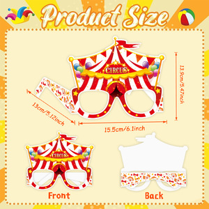 Lunettes de fête d'anniversaire sur le thème du cirque - Accessoires photo amusants en plastique pour les célébrations sur le thème des parcs d'attractions - Product Image 5
