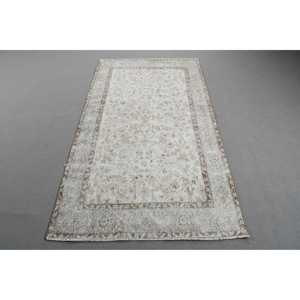 Tapis turc, 3,8x6,8 pieds, tapis vintage, tapis en laine gris brun style sud-ouest - Product Image 1