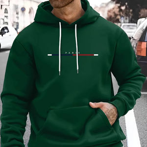OEM pull à capuche surdimensionné à épaules tombantes pour hommes sweat-shirt de poche à impression numérique personnalisé LOGO teint uni hiver - Product Image 1