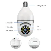 Caméra de sécurité vidéo ampoule E27 WiFi 1080P 2024 avec vision nocturne couleur, suivi automatique et PTZ