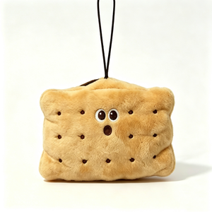 Customized Cookie Plush Pouch, Biscuit Shaped Plush Bag, <b>Cute</b> Food Plush Coin <b>Purse</b>, Winking Cookie Plush Wallet - Product Image 4