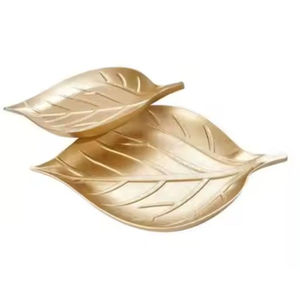 Fournisseurs en gros de plateau de service en forme de feuille plateau de service en aluminium plateau de service à dessert en métal antique plat en Inde - Product Image 4