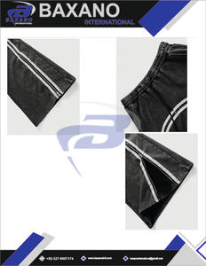 Pantalon de survêtement pour homme, sportif, surdimensionné, taille élastique, polyester/coton, streetwear décontracté, avec bandes latérales. - Product Image 6