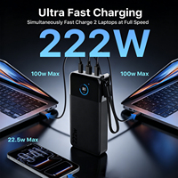 Banco de Energía Nobis 222W 25000mAh con Pantalla a Color, Carga Rápida, Cargador Portátil para Laptop, Macbook, iPhone