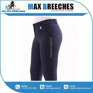 Pantalones ecuestres Jodhpurs de cintura alta de proveedor indio con parche de rodilla estampado de silicona Pantalones de equitación Venta de exportación - Product Image 2