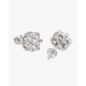 Pendientes de tuerca con racimo de flores de diamantes en oro de 14 quilates de 10 mm - Product Image 6