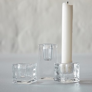 Clear <b>Glass</b> <b>Candle</b> <b>Holder</b> Modern Decorative Table Accent Stylish Centerpiece for Living Room Bedroom and Dining Decor - Product Image 3