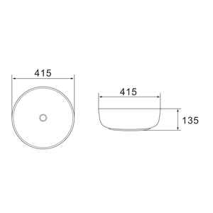 Lavabo Redondo de Cerámica Blanca de 41 cm, Producto Premium en la Categoría de Lavabos - Product Image 2