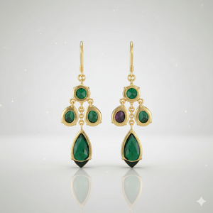 Boucles d'oreilles pendantes en pierre précieuse verte Hydro 8 mm rondes 10*12 mm pour femmes, argent sterling 925 plaqué or 18 carats, cadeau de bijoux - Product Image 3