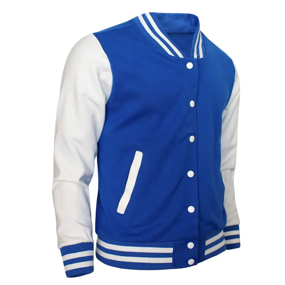 Mavi beyaz renk erkekler üniversite ceketleri 2024 sıcak satış özel erkek moda serin stil kış beyzbol üniversite ceketleri
