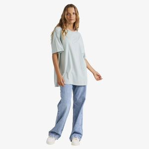 Camiseta de gran tamaño con hombros caídos para mujer, ropa de calle holgada de algodón 100%, camiseta informal en blanco con logotipo personalizado, venta al por mayor de fábrica OEM - Product Image 3