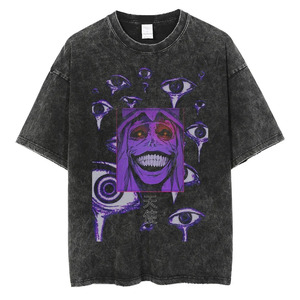Camiseta lavado ácido para hombre, precio al por mayor, 100% algodón, tejido de punto multicolor informal, 150 gramos, diseño único, estampado de gran tamaño - Product Image 1