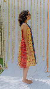 Tissu multicolore de haute qualité dernière conception femmes imprimé fleuri Mini longueur robe sans manches - Product Image 5