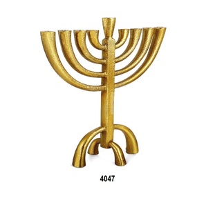 <b>Silver</b> Metal Religious Menorah 9 Candle Holder on Desk/Floor - Product Image 5