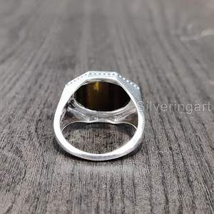 Bague pour homme en gros, nouvelle arrivée, pierre précieuse œil de tigre naturelle, bague lourde pour homme, cadeau de Noël, bijoux, bague en argent sterling 925 - Product Image 3
