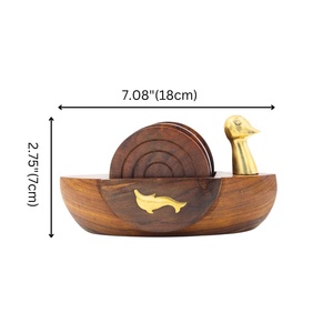 Juego de posavasos de madera hechos a mano, alfombrillas para bebidas de bajo costo para el hogar, oficina y restaurante, protección de mesa, taza de té, posavasos para servir - Product Image 2