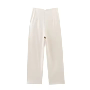 Pantalon décontracté homme nouvelle mode automne vintage mi-long anti-plis respirant avec fermeture éclair arrière en tissu 100% coton laminé multi-poches - Product Image 3