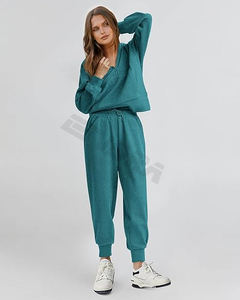 Femmes décontracté taille haute longue sarouel survêtement à capuche costume deux pièces sweat tenues survêtement pour printemps grande taille - Product Image 1