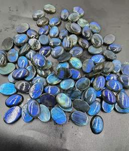 Labradorita Natural llamativa azul, forma ovalada suave, cabujón de 18x25mm, piedras preciosas sueltas de alta calidad para la fabricación de joyas, lote al por mayor - Product Image 3