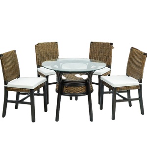 Comfortable Asian Dining Set with Rattan <b>Frame</b> ATHENA <b>Antique</b> Design Dining Room Furniture for Apartment Villa & Hotel Use - Product Image 2