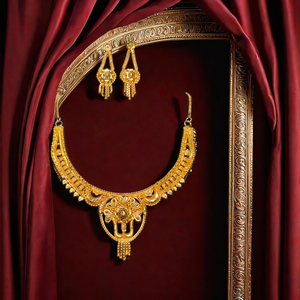 ชุดต่างหูสร้อยคอพร้อมชุดเครื่องประดับต่างหูชุบทอง22K สำหรับผู้หญิงชุดสร้อยคอต่างหูแบบพรีเมี่ยม - Product Image 3