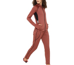 Ensemble de vêtements en velours décontracté deux pièces pour femmes survêtement en velours à capuche avec fermeture éclair Design imprimé solide survêtement 2026 - Product Image 3
