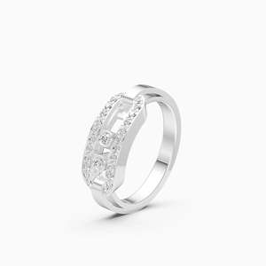 <b>Open</b> Hexagon Fancy Lab Grown Diamond Sustainable Luxury Girls <b>Ring</b> With 0.29 Ct | In 9K Yellow White And Rose Gold - Product Image 1