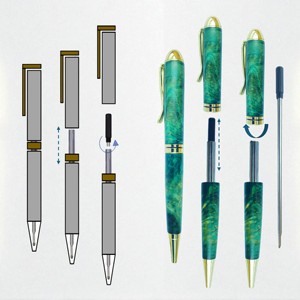 Colección de Aguamarina de lujo hecha a mano, regalo ejecutivo, bolígrafos de firma de madera estabilizados únicos, bolígrafo Burl Twist de 0,7mm - Product Image 4