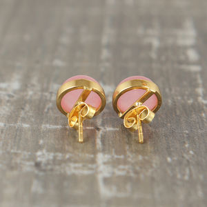 925 argent Sterling Rose Quartz boucle d'oreille pour les femmes élégant rose pierres précieuses plaqué or lunette réglage pour les mariages anniversaires - Product Image 4