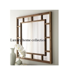 Marco de espejo de madera maciza de primera calidad con diseño tallado para el tocador tradicional del dormitorio o el acento de la pared del tocador - Product Image 3