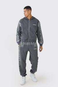 High Sale Trendy Hoodie Sweatpants <b>Jogger</b> Set <b>Cargo</b> Pant Tracksuit Oversized Paisley Border Printed Tracksuit For <b>Men</b> Gym Wear - Product Image 3