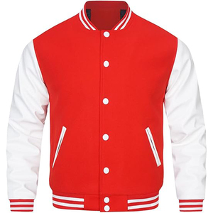 Vestes d'université personnalisables de haute qualité avec tissu respirant léger de conception de Letterman rouge pour le col montant d'hiver - Product Image 1